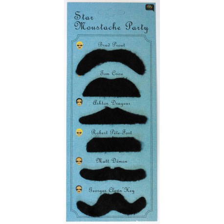 Set moustache party star bleu 