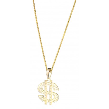 Collier dollar en métal or 