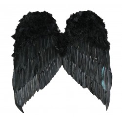 Ailes d'ange en plumes noires 60 x 55 cm