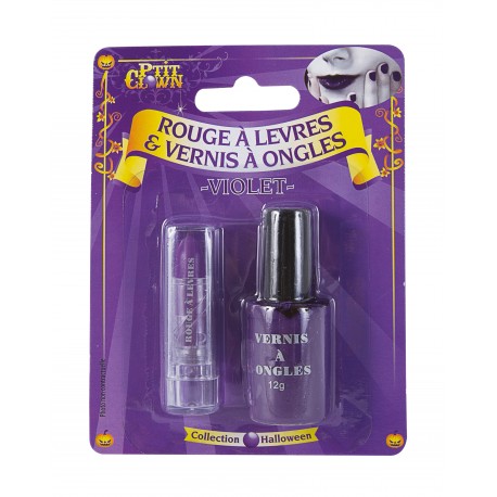 Violet à lèvres et vernis violet