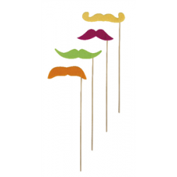 Moustache sur bâton couleurs