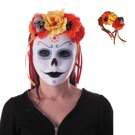 Serre tête dia de la muerte rouge et orange