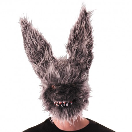 Masque lapin effrayant velu gris 