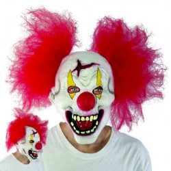 Masque adulte latex intégral clown psychopathe avec cheveux