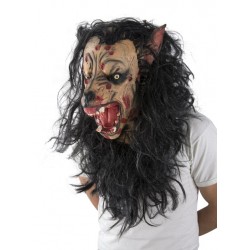 Masque adulte latex loup garou avec poils et barbe