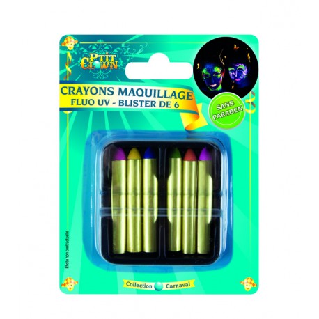 Crayon maquillage fluo UV - blister de 6