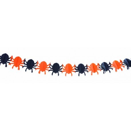 Guirlande papier araignées orange et noir 