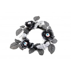 Couronne roses tissu noir 