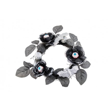 Couronne roses tissu noir 