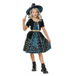 Sorcière robe bleue étoilée
